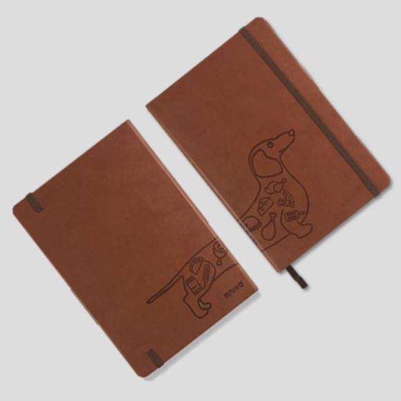 A5 PU LEATHER COVER DACHSHUND NOTEBOOK (DOT GRID) - Picture 2 of 8